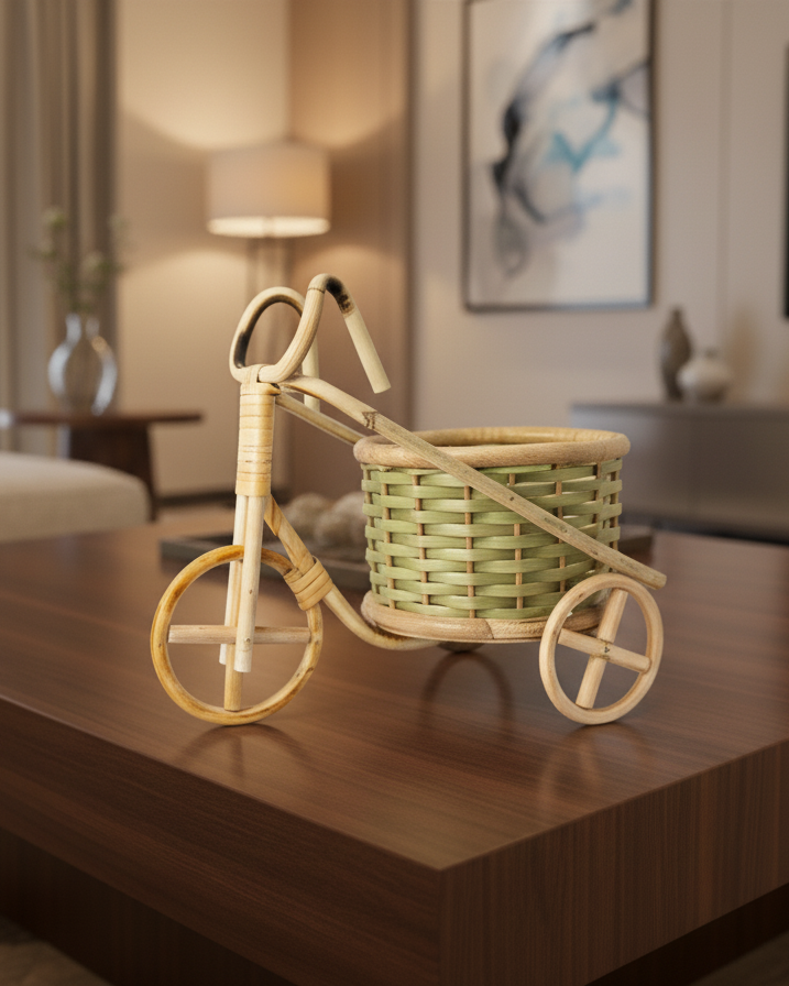 Handwoven Bamboo Bicycle Trolly Basket