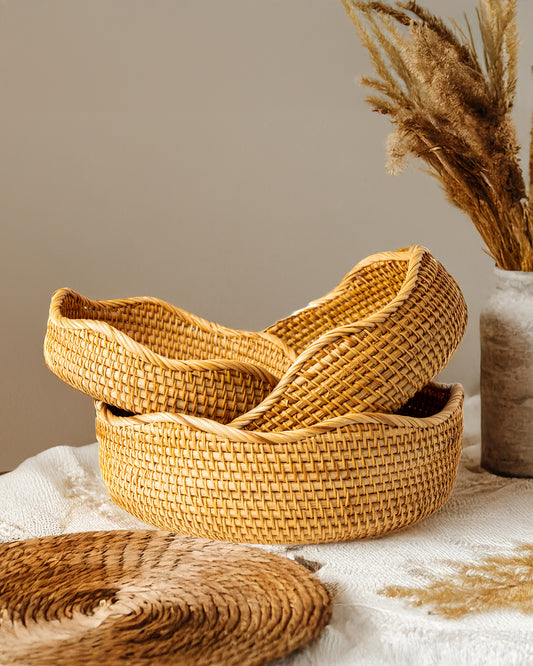 Handwoven Nesting Rattan Baskets Set