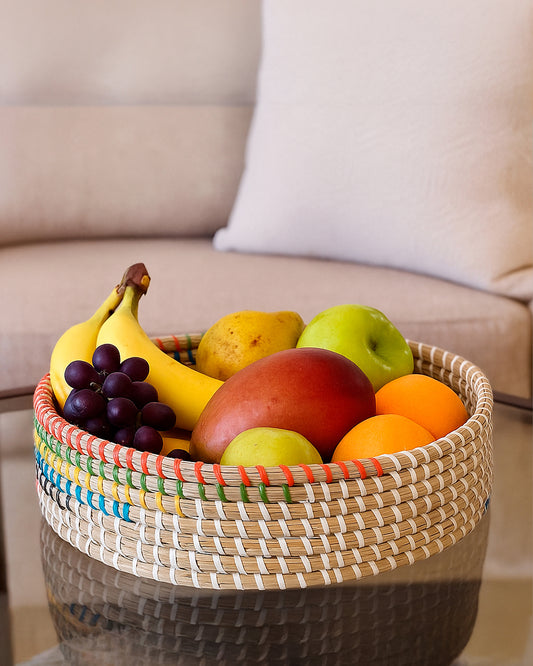 Handwoven Multi-Color Rattan Tray