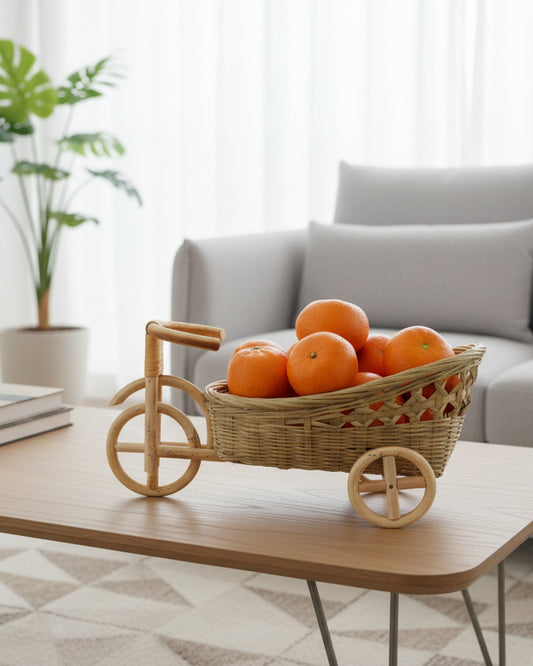 Handmade Rustic Bamboo Tricycle Basket