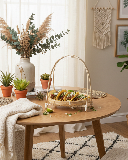Handwoven Bamboo Serving Tray with Handle