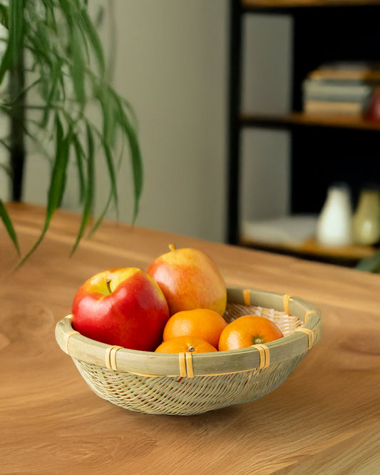 Handwoven Bamboo Tray Basket