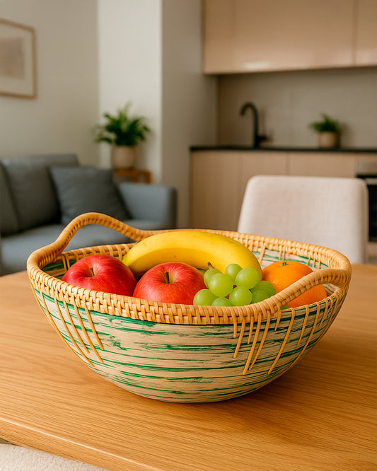 Handcrafted Bamboo & Rattan Serving Bowl