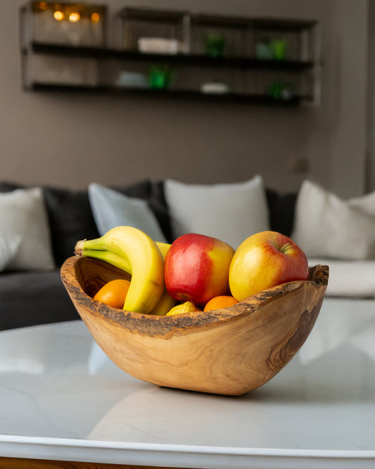 Handmade Olive Wood Rustic Fruit Bowl