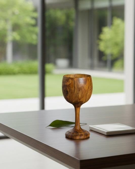 Rustic Olive Wood Drinkware Set of 4