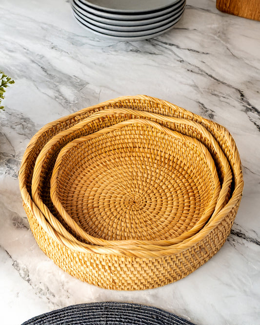 Handwoven Nesting Rattan Baskets Set