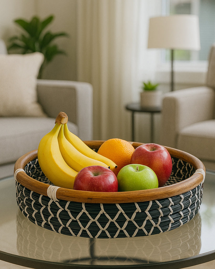 Handwoven Sedge and Rattan Serving Tray