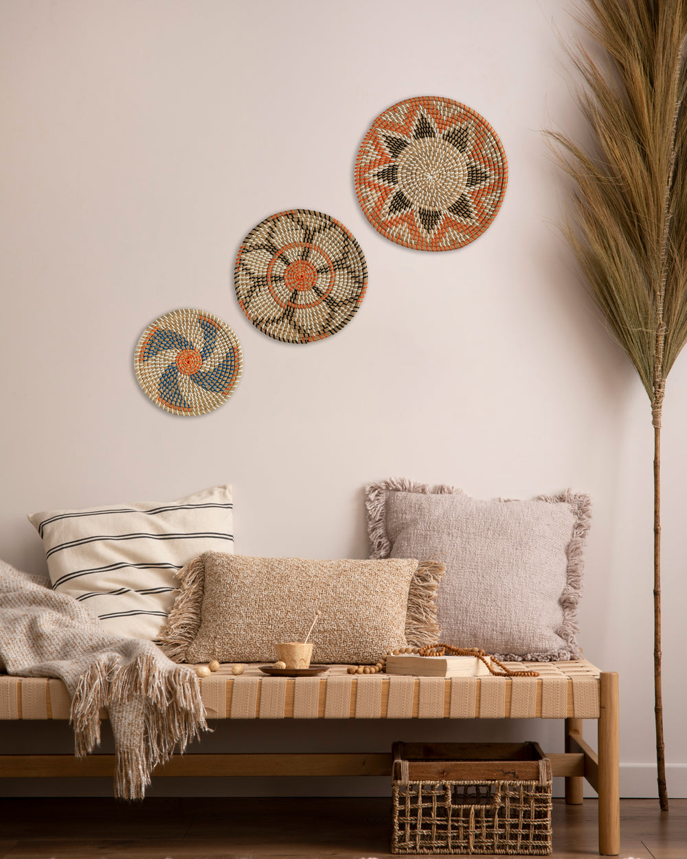 Handwoven Seagrass Wall Hanging Basket Set