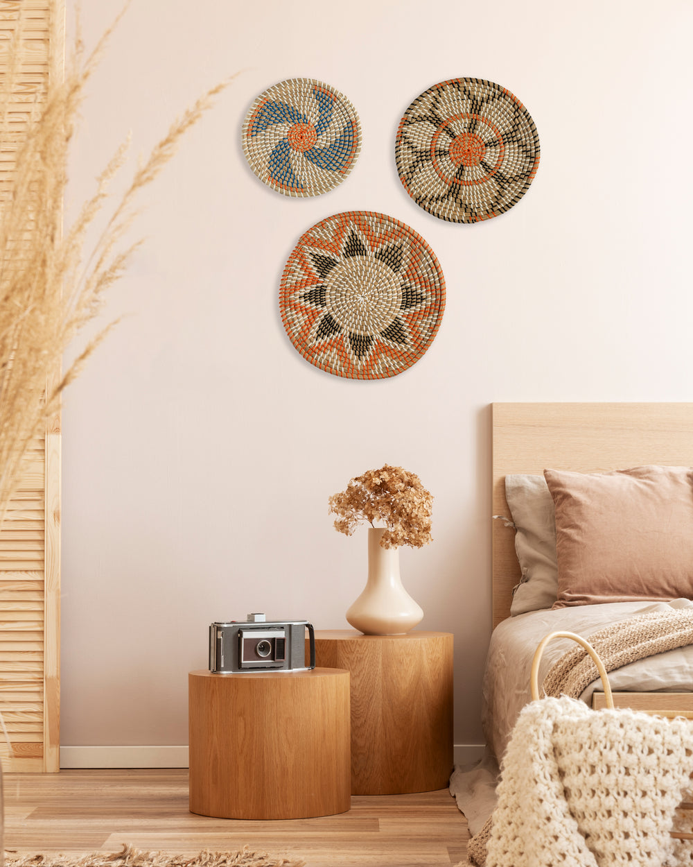 Handwoven Seagrass Wall Hanging Basket Set