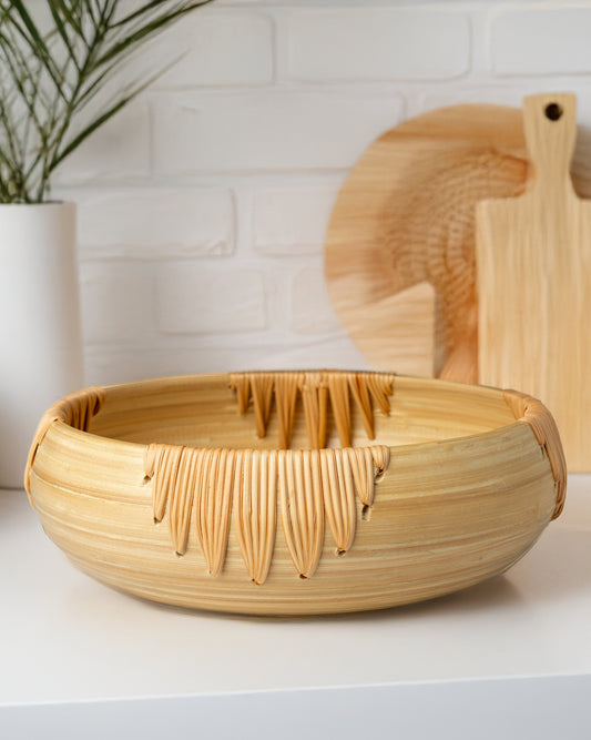 Handwoven Bamboo & Rattan Bowl